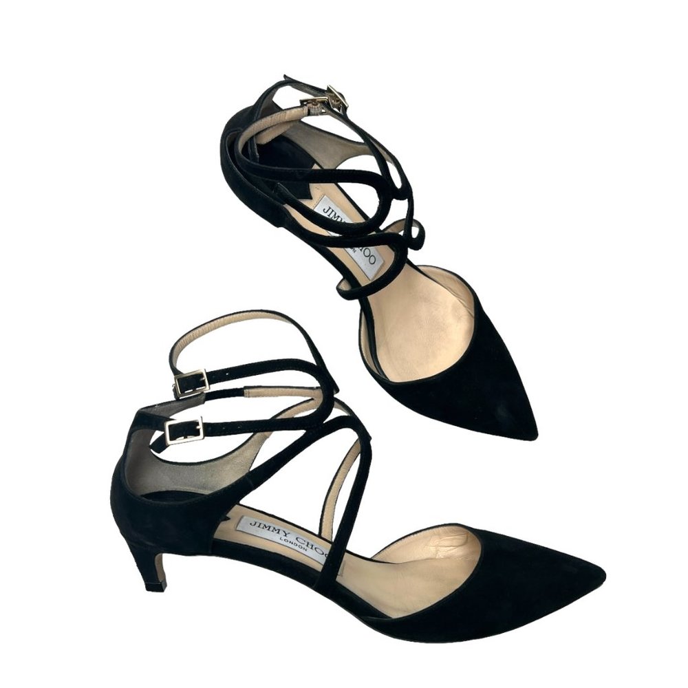 Jimmy Choo Black Suede Kitten Heels Sz37